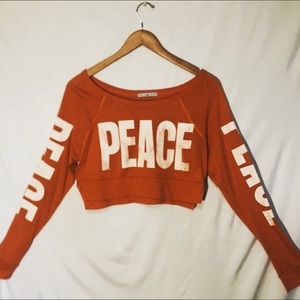 Peace Long Sleeve Crop Top - Burnt Orange